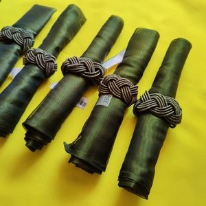 SET Olive Napkin Cover w/ring 6 items